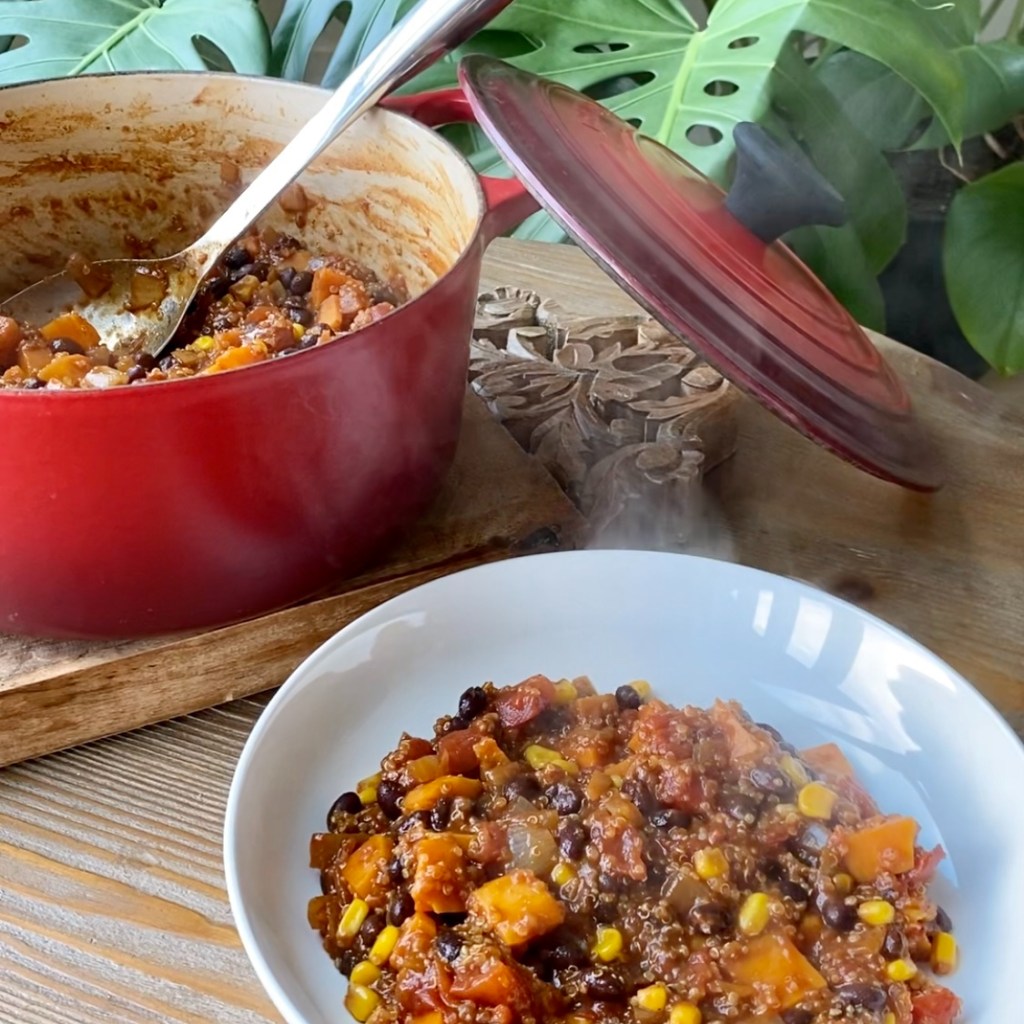 One-pot sweet potato and black bean quinoa